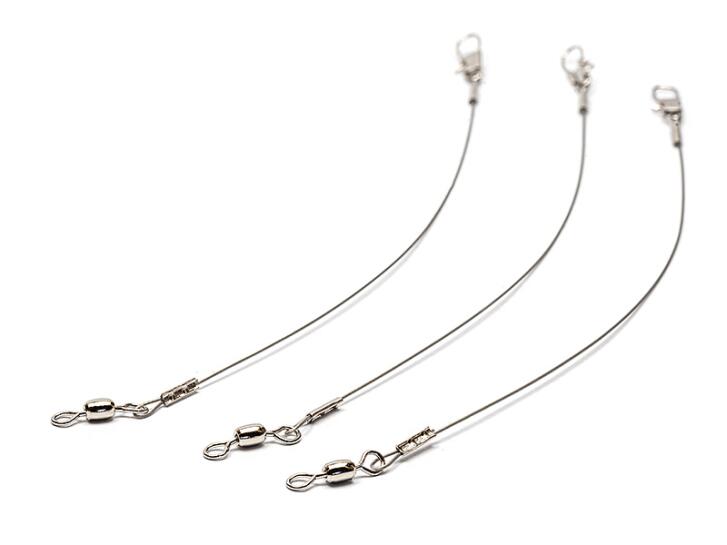 Nylon coated wire leader with swivel and snap ESOX hotfly - 3 pcs. - 21 cm